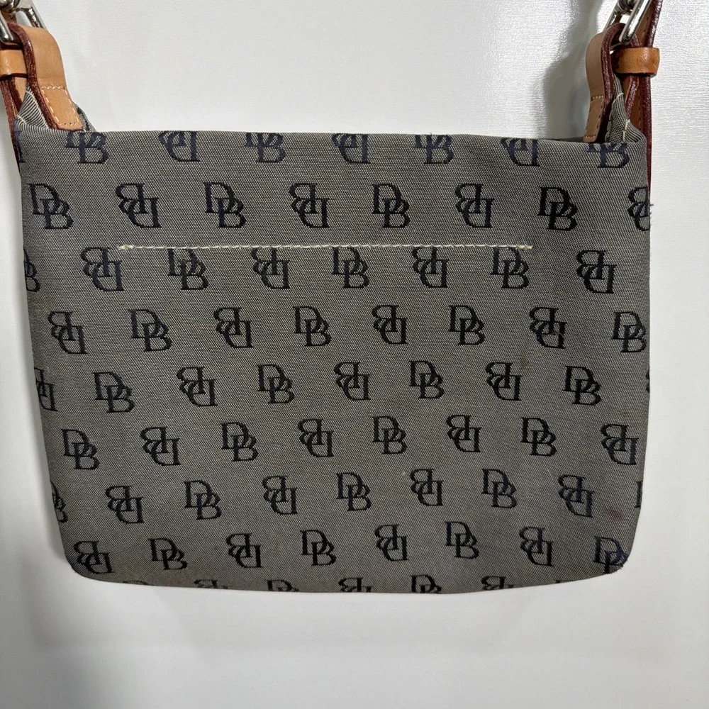 Dooney Bourke Gray Bag With Navy Blue Logos  Zipper Signature Hobo‎  Handbag